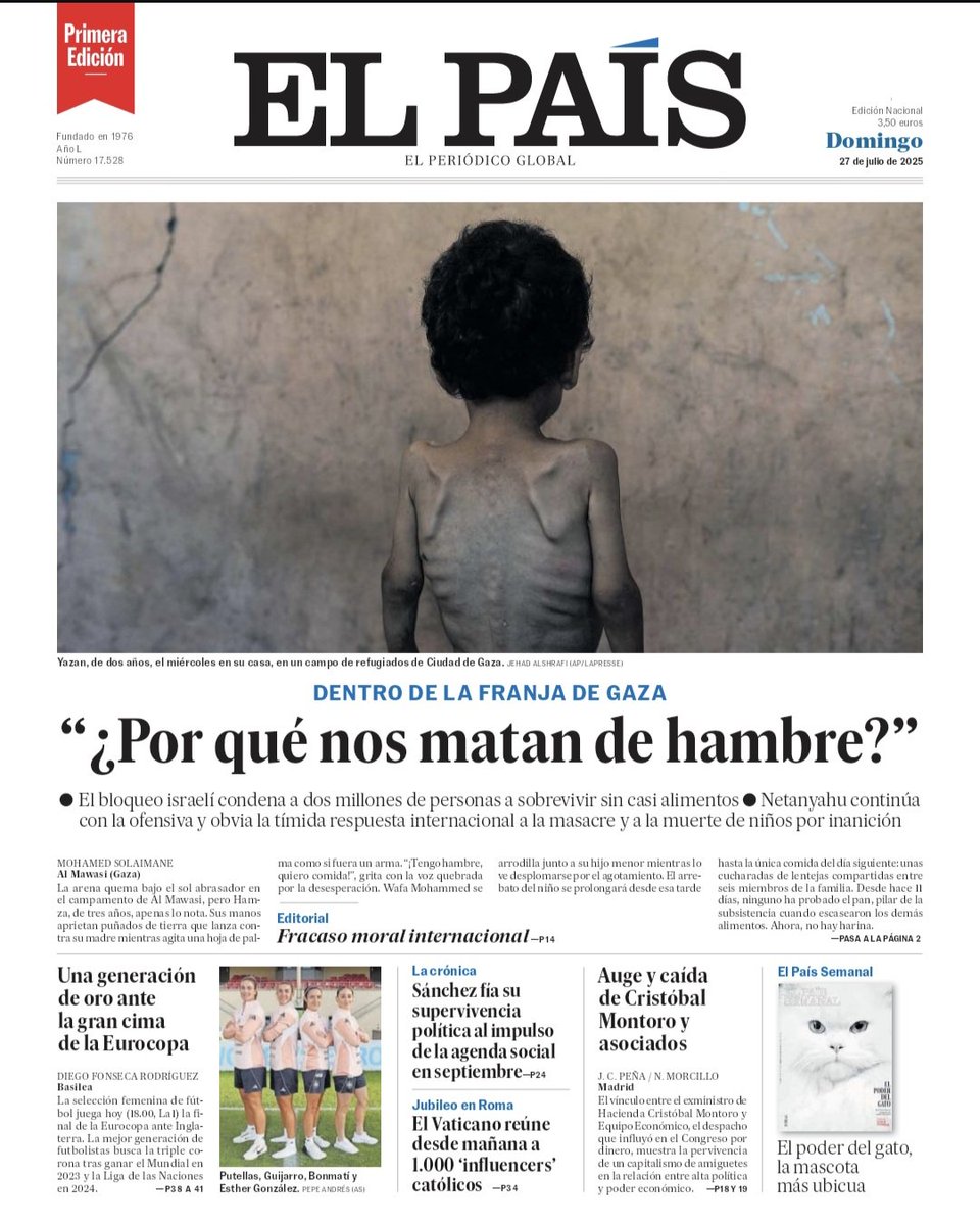 Benito_Navarret's tweet image. Demoledora portada de mañana de @el_pais que evidencia el fracaso del género humano #Gaza