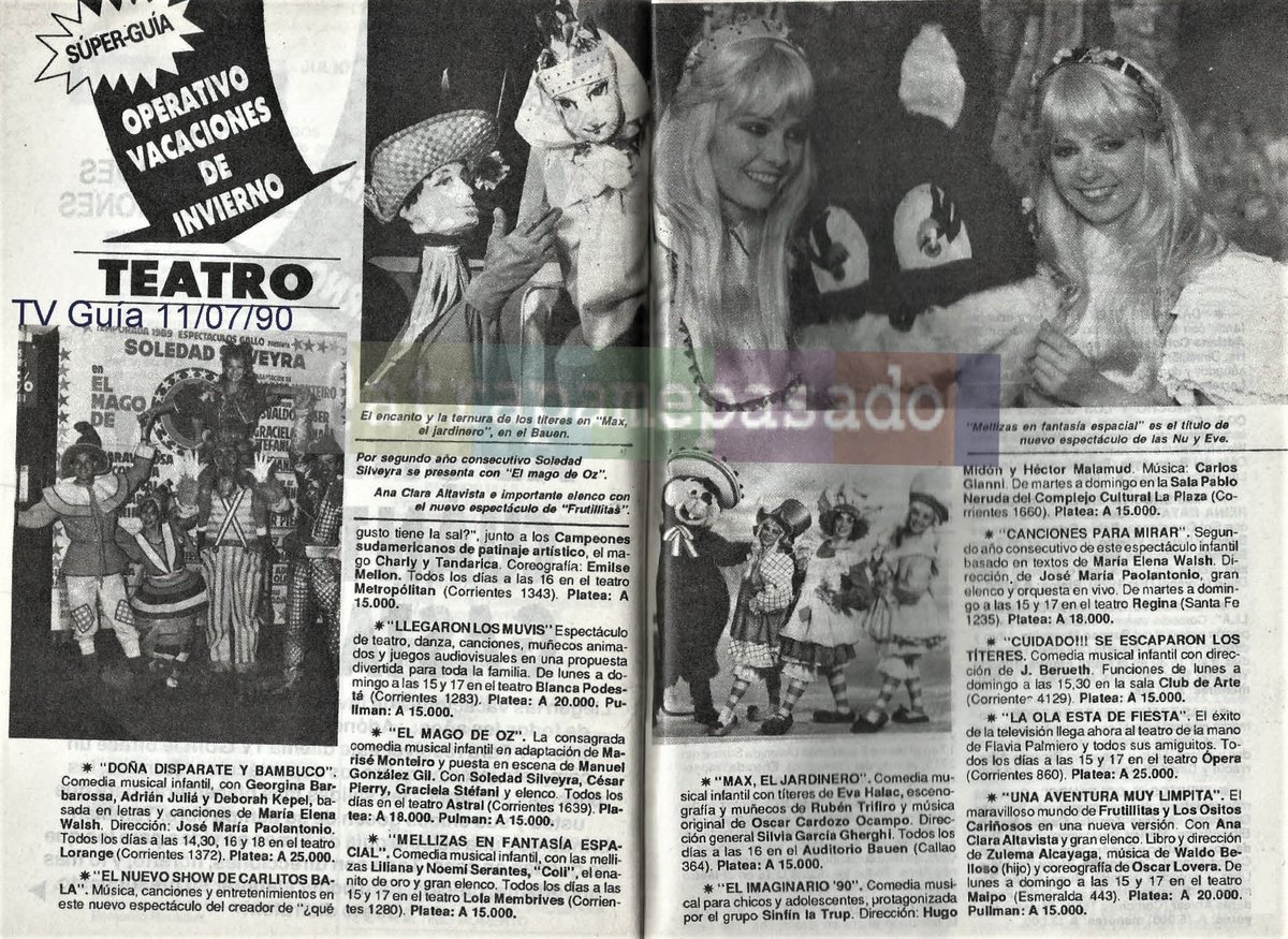 Postales teatrales y en "australes" de unas vacaciones de invierno #En1990.
#Hace35Años