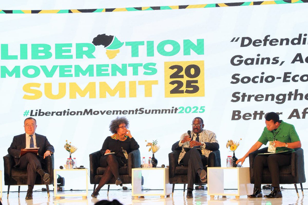 The SWAPO Party Secretary of External Affairs Cde. Dr. Peya Mushelenga part of the SWAPO Party delegation attending the Liberation Movement Summit hosted by the African National Congress took the stage as a panelist to contribute on behalf of SWAPO Party, on the subject of