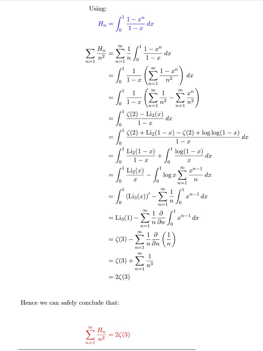 ChetuyaGamma's tweet image. Using Integral representations of the Harmonic numbers to find Euler Sums.
#math