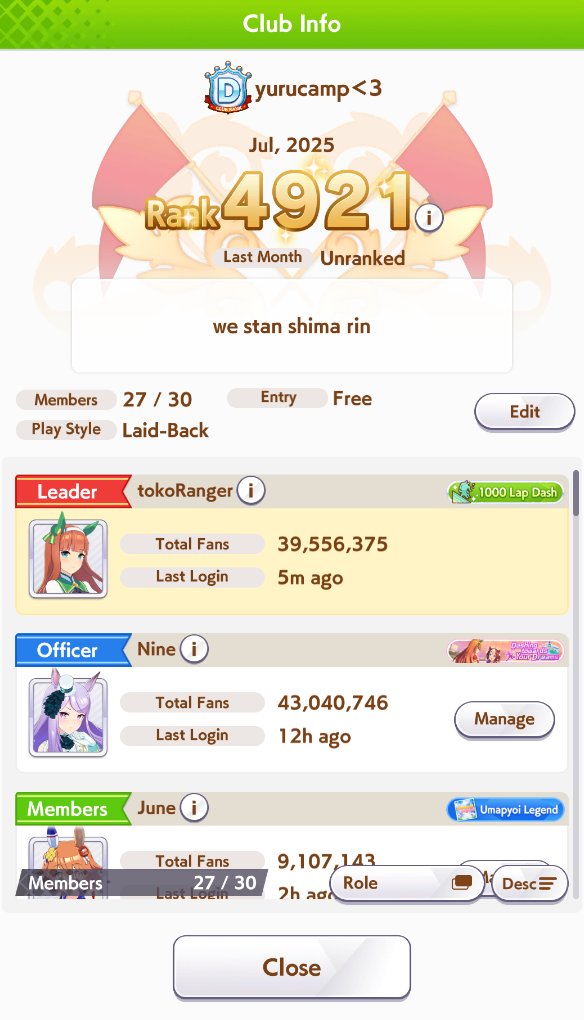 HSRAnythingBot's tweet image. for anyone that wants to join, we got a few slots open in our Uma Musume club "yurucamp&lt;3" :DD
