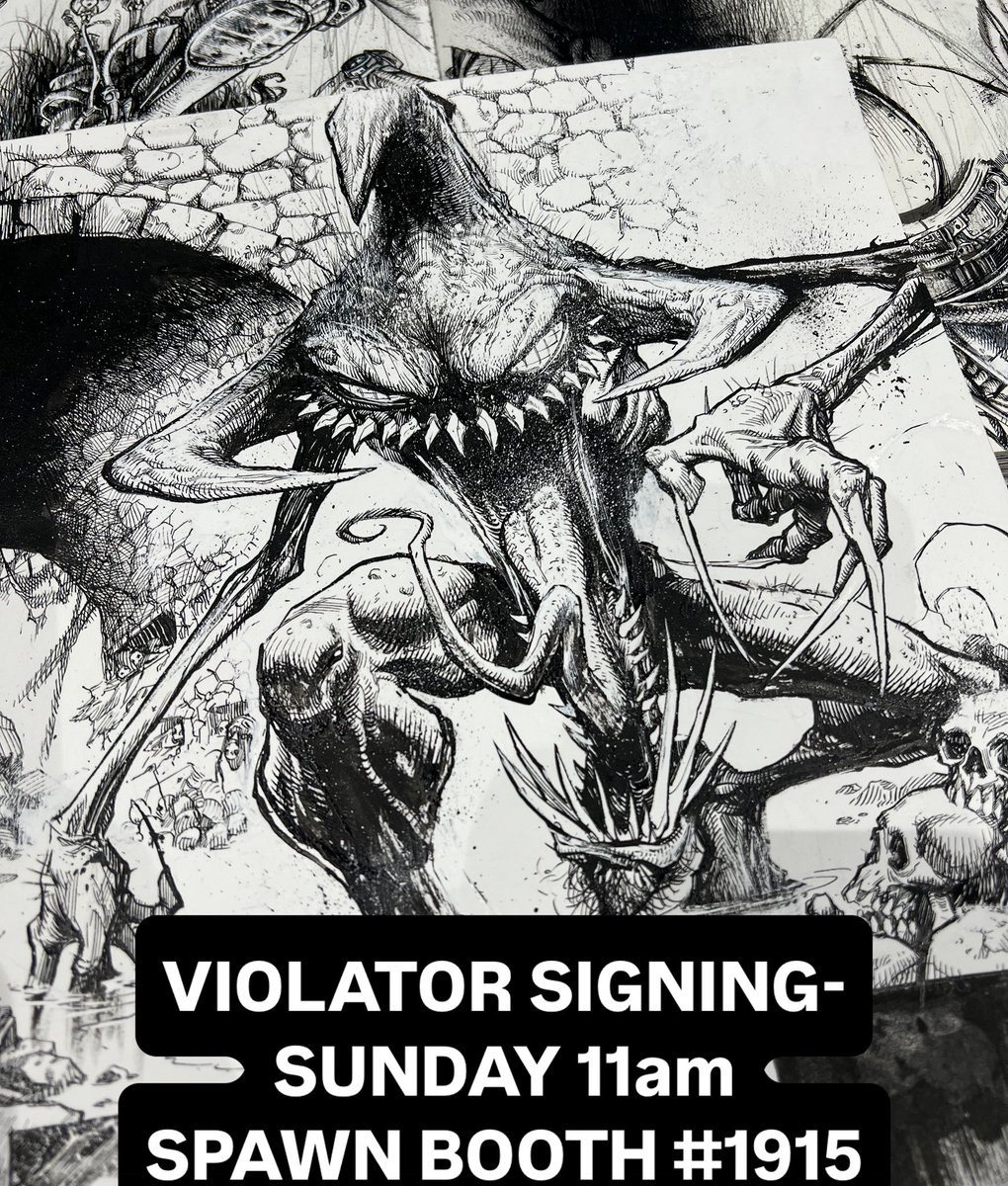 Violator signing at the @mcfarlane_comics_official booth tomorrow at 11am.  First 30 people in line get a free Violator print.