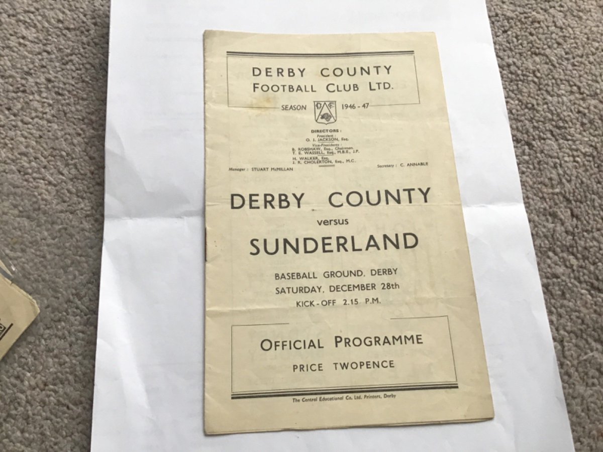 DCFCmemorabilia's tweet image. Derby County v Sunderland Football Programme 28/12/1946.
£2.21 currently
1 bid
Ends Mon 28th Jul @ 6:38pm
ebay.co.uk/itm/3887381022…
#ad #dcfc
