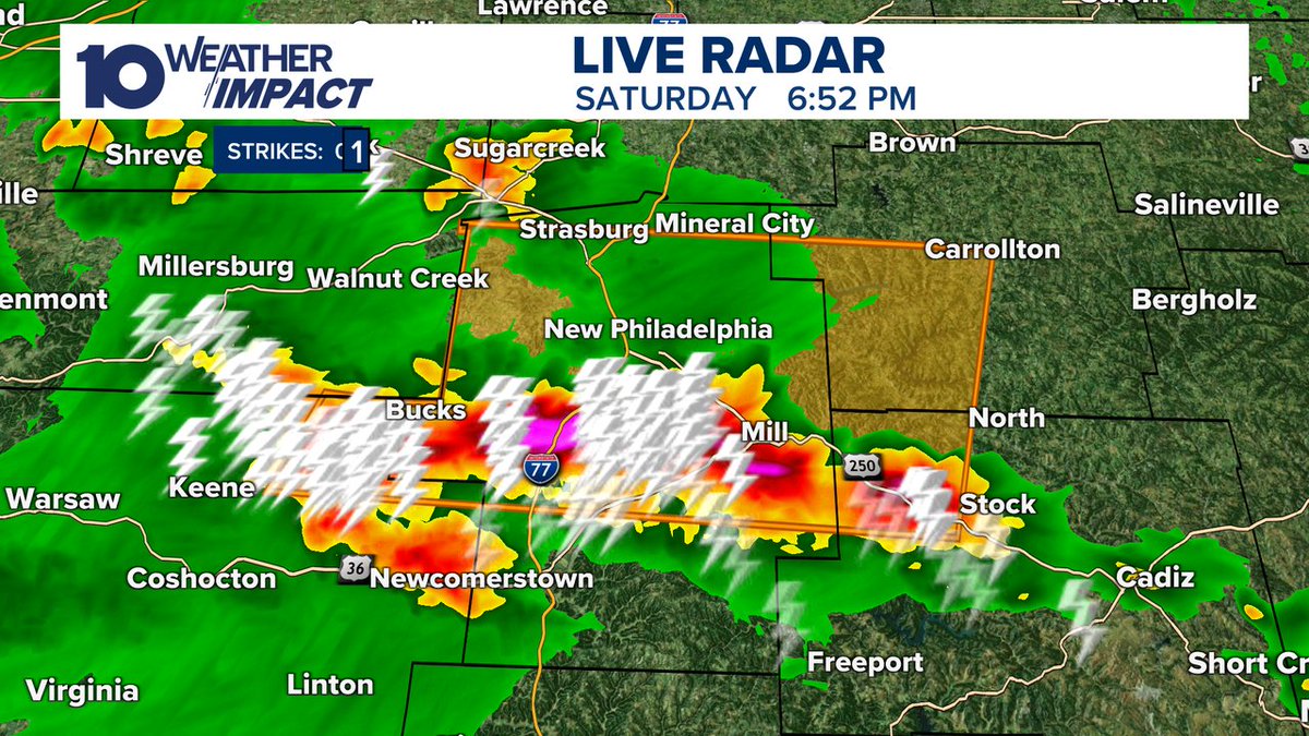 A Severe Thunderstorm Warning has been issued for Tuscarawas, Carroll, Harrison, Coshocton Counties until 7/26 7:30PM Go to 10tv.com/radar for more details. #10tv