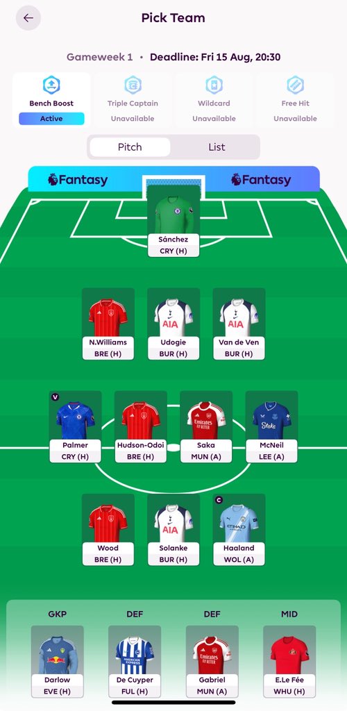 RIPtoNFTs's tweet photo. @FPLFocal BB gw1 probably wc gw to bring in salah for the fixture swing. I am torn between Hudson and mcneal vs anderson and Ndiaye. Also triple Nottingham forrest since they have amazing opening fixtures. https://t.co/Woqvxi8crW