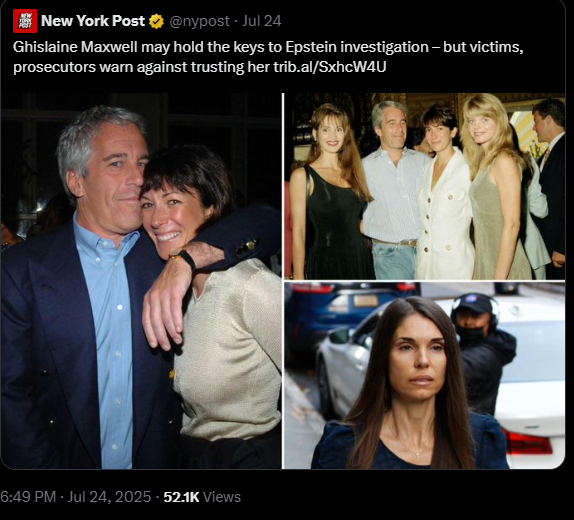 When Ghislaine Maxwell was prosecuted, why was there never any plea or lesser charges offered for her testifying against the actual pedophile clients? They didn't want to know?

Disgraced former FBI Director James Comey's daughter, Maurene Comey, was the prosecutor. 🤨
