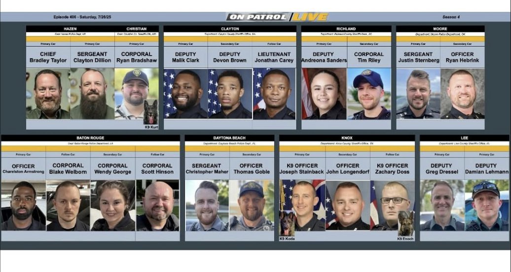 OfficialOPLive's tweet image. Happy Saturday #OPNation! Tune in at 8e|5p for #OnPatrolFirstShift, followed by #OnPatrolLive at 9e|6p. Here is your lineup for the evening.