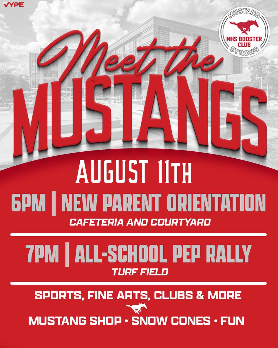 MHSMustangsBC's tweet image. Let’s go, Mustangs. There’s a few dates to pay attention to… See 👇 it’s going down on August 11 #MustangNation #runfree #MustangSpirit
