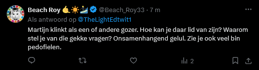 Edwin (@thelightedtwit1) on Twitter photo Pavel , <a href="/Beach_Roy33/">Beach Roy 🤙☀️🏄🏼♂️</a> met zijn vele accounts heeft kennelijk verstand van het gedrag van pedofielen.
Geen idee waarom hij dit antwoord zo snel weer heeft verwijderd, een screenshot was sneller. Pavel , <a href="/Beach_Roy33/">Beach Roy 🤙☀️🏄🏼♂️</a> met zijn vele accounts heeft kennelijk verstand van het gedrag van pedofielen.
Geen idee waarom hij dit antwoord zo snel weer heeft verwijderd, een screenshot was sneller.