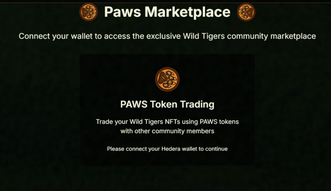 Website/Dapp updates 🧪

Wild Tiger User Profile 
$Paws NFT Marketplace 
List, buy, and sell using $Paws 
Plus, there are more amazing updates going live soon. 

Building, dont stop 🐯🐾🔥

#HederaNFTs $Hbar