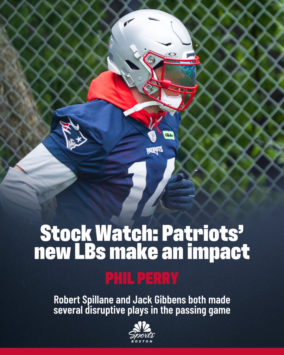 NBC Sports Boston (@nbcsboston) on Twitter photo A pair of LBs made their presence felt in the passing game, while the heat is on a veteran WR 👀
<a href="/PhilAPerry/">Phil Perry</a> breaks it all down in his Patriots training camp Stock Watch 🔗 trib.al/zvliE6Y A pair of LBs made their presence felt in the passing game, while the heat is on a veteran WR 👀
<a href="/PhilAPerry/">Phil Perry</a> breaks it all down in his Patriots training camp Stock Watch 🔗 trib.al/zvliE6Y