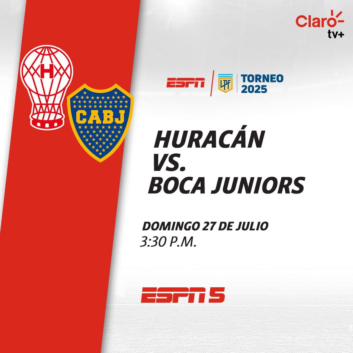 Huracán y Boca Juniors se enfrentan en un duelo que promete sacudir la cancha.

Disfruta en ESPN con Claro tv+. 📺
claro.com.gt/personas/servi…