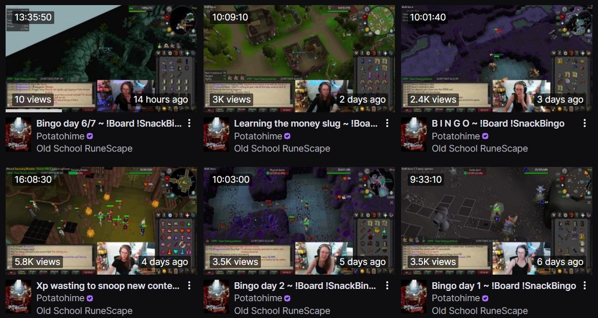 PotatoHimeRS's tweet image. Going hard for bingo - 69 hours streamed so far, last day tomorrow! Anyone can take the lead!
