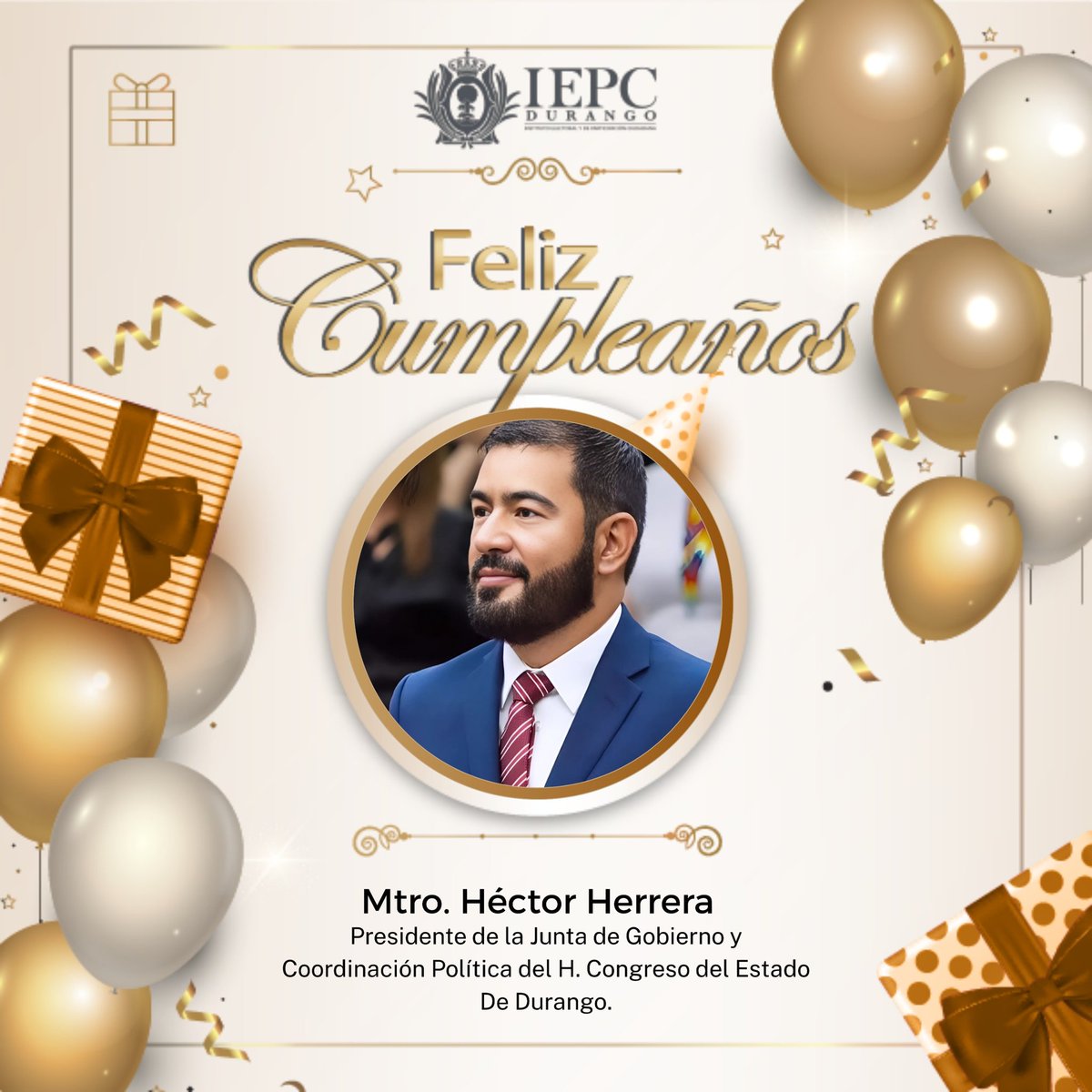 IEPC Durango (@iepcdurango) on Twitter photo El Presidente del <a href="/IEPCDurango/">IEPC Durango</a>, M.D. Roberto Herrera Hernández; las y los Consejeros Electorales; la Secretaria Ejecutiva, y el personal de la Institución felicitan, con motivo de su cumpleaños, al diputado Mtro. <a href="/Hector_HerreraN/">Héctor Herrera</a>, presidente de la Junta de Gobierno y Coordinación El Presidente del <a href="/IEPCDurango/">IEPC Durango</a>, M.D. Roberto Herrera Hernández; las y los Consejeros Electorales; la Secretaria Ejecutiva, y el personal de la Institución felicitan, con motivo de su cumpleaños, al diputado Mtro. <a href="/Hector_HerreraN/">Héctor Herrera</a>, presidente de la Junta de Gobierno y Coordinación