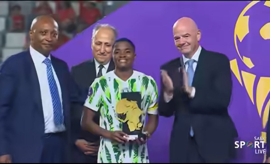LadiesMarch's tweet image. Fair Play Award – South Africa 🇿🇦
GK of the Tournament: Chiamaka Nnadozie 🇳🇬
Golden Boot: Ghizlane Chebbak 🇲🇦
Player of the Tournament: Rasheedat Ajibade 🇳🇬
#TotalEnergies𝑾𝑨𝑭𝑪𝑶𝑵2024 #LMReport