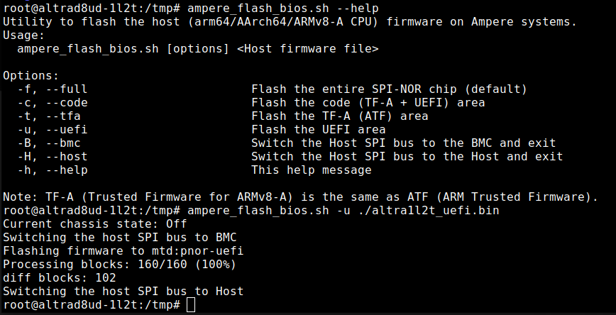 bexcran's tweet image. Ah, the changes I made to the ampere_flash_bios.sh script on OpenBMC makes my life so much easier being able to flash just to UEFI part of the SPI-NOR, and only flash changed blocks.