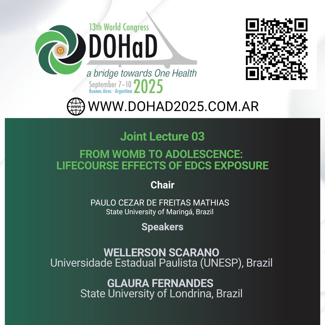 DOHaD2025 (@dohad2025) on Twitter photo Joint Lecture 3.- From Womb to Adolescence:
Lifecourse Effects of EDCs Exposure
<a href="/DOHaD2025/">DOHaD2025</a> <a href="/DOHaD_Society/">International DOHaD Society</a> <a href="/DOHaDChile/">DOHaDChile</a> <a href="/EuropeanDOHaD/">European DOHaD Society</a> <a href="/Dohadcanada/">DOHaD CANADA</a> <a href="/USDOHaD/">US DOHaD</a> <a href="/BrasilDohad/">DOHaD Brasil</a> <a href="/DOHaD_AR/">DOHaD Argentina</a> Joint Lecture 3.- From Womb to Adolescence:
Lifecourse Effects of EDCs Exposure
<a href="/DOHaD2025/">DOHaD2025</a> <a href="/DOHaD_Society/">International DOHaD Society</a> <a href="/DOHaDChile/">DOHaDChile</a> <a href="/EuropeanDOHaD/">European DOHaD Society</a> <a href="/Dohadcanada/">DOHaD CANADA</a> <a href="/USDOHaD/">US DOHaD</a> <a href="/BrasilDohad/">DOHaD Brasil</a> <a href="/DOHaD_AR/">DOHaD Argentina</a>
