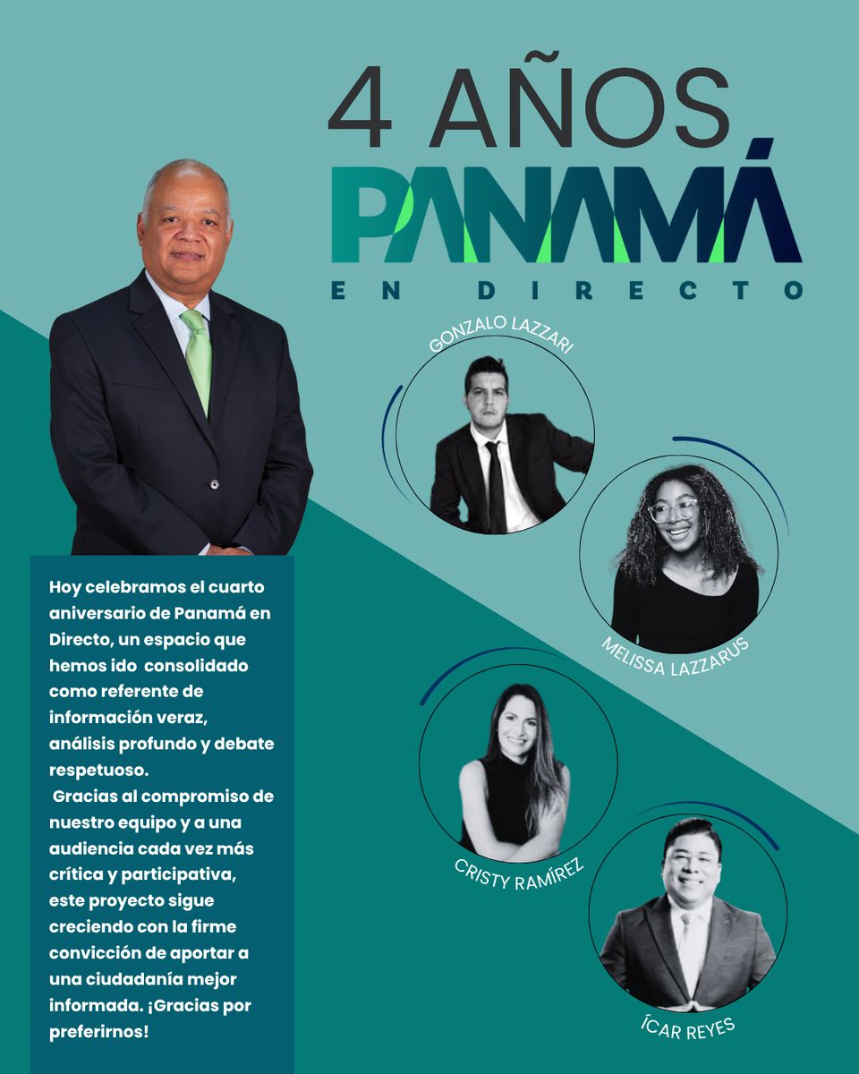 Gonzalo Lazzari (@gonzalolazzari) on Twitter photo Hoy, <a href="/panamaendirecto/">Panamá En Directo</a> cumple 4 años.
Qué enorme sentimiento de gratitud tengo con <a href="/EdwinECabreraU/">Edwin Cabrera</a> y todo el equipo, con los oyentes pero sobre todo con Panamá, el país que me abrió las puertas. Hoy, <a href="/panamaendirecto/">Panamá En Directo</a> cumple 4 años.
Qué enorme sentimiento de gratitud tengo con <a href="/EdwinECabreraU/">Edwin Cabrera</a> y todo el equipo, con los oyentes pero sobre todo con Panamá, el país que me abrió las puertas.
