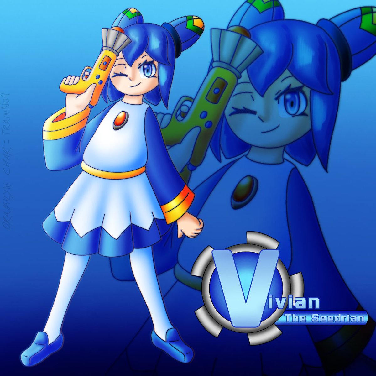 OkamiLyn's tweet photo. Art for Art Fight 
Character: Vivia by TrainNo4

#art #artfight #artfight2025 #anime #cute #blue #BRart https://t.co/HEvcFlDCUH