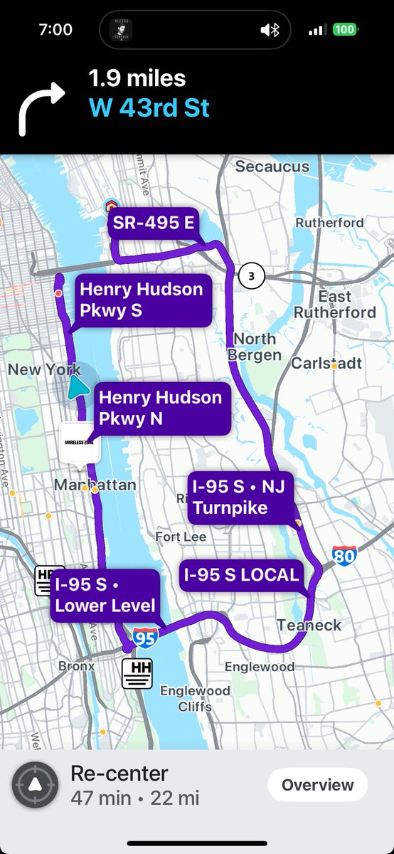 dubs_dave's tweet photo. SEND ME THROUGH THE LINCOLN TUNNEL!

In what world does this route make sense?!

@waze can you check your algorithm?! 

Is there a built in process to avoid tolls and NYC congestion tax? 

There are no settings or filters turned on that would cause me to avoid tunnel https://t.co/Uku8OulLm8