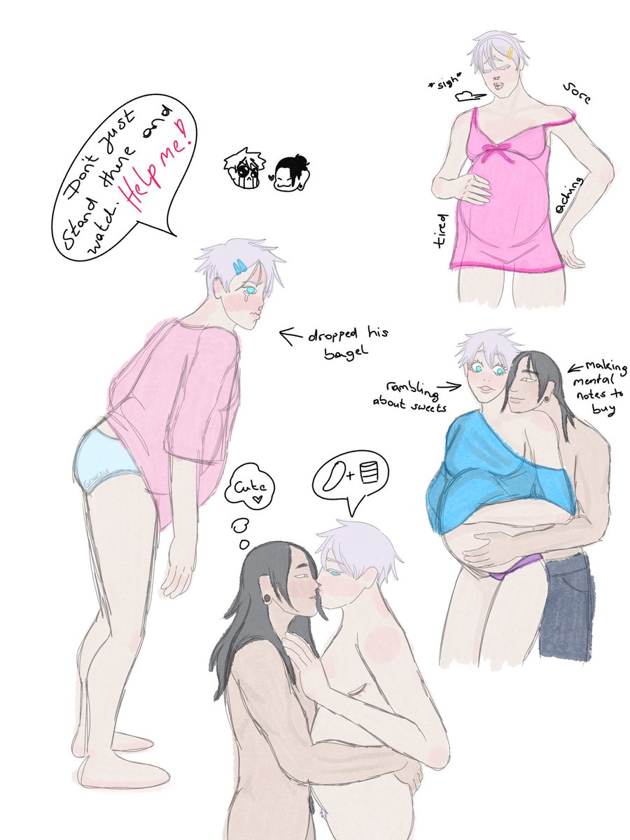 Gego 
Pregnant Gojo
(My small humble contribution sketches for fun)