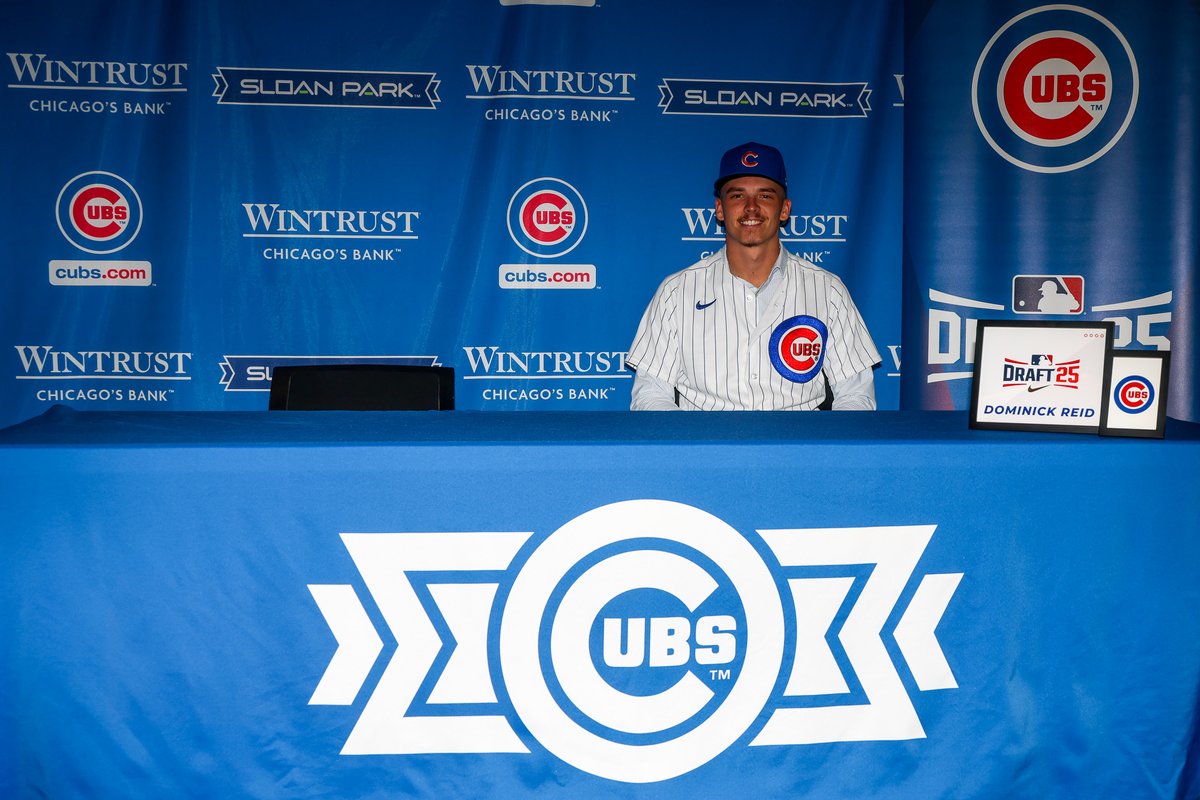 biest22's tweet photo. Pitcher @DominickReid5 was selected by the Cubs in the 3rd round of the 2025 MLB Draft! #Cubs #CubsProspects #2025MLBDraft https://t.co/fEyJgepNlO