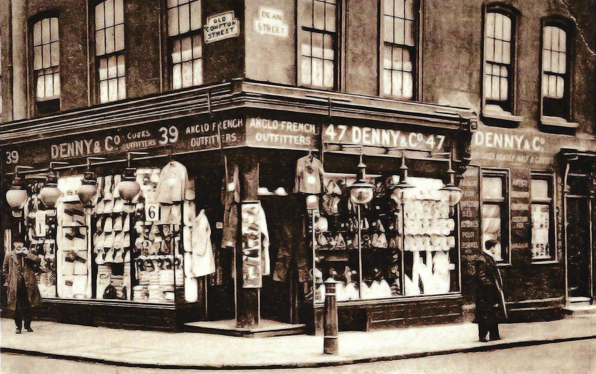Dennys clothing/hospitality &amp; accessories to the catering trade in Soho for many, many yrs, and very close to the French Pub- its now in Berners Street Fitzrovia.
I bought a  black waiter's waistcoat there, which l still wear today (4 pockets) 
from the Soho shop
<a href="/TheMuseumOfSoho/">mosoho</a>