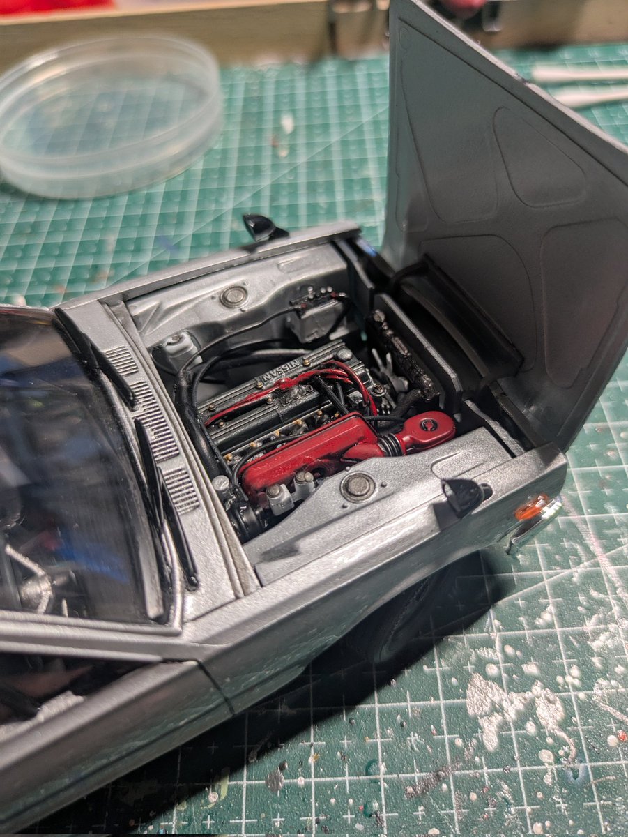 t_wakou's tweet image. スカイライン 2000GT-R ハードトップ
完成しました!
今回もエンジン内部コード類も自作色々と課題が出ましたが個人的には満足な仕上がりです!
旧車はやっぱりかっこいい〜!
#俊作会長を偲んでタミヤ製品をアップしよう