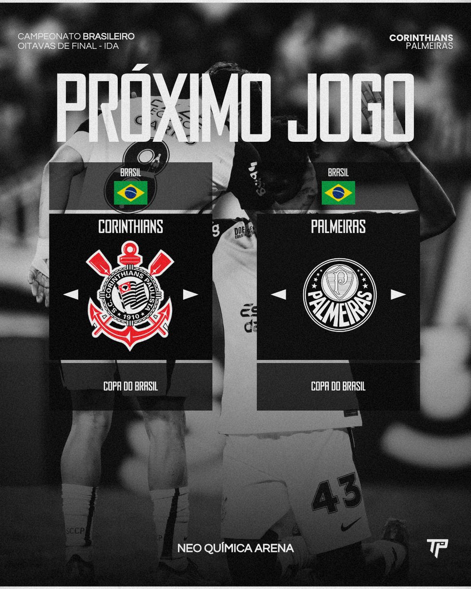 povotime1910's tweet image. ↪️ Próximo Jogo Do Timão!
⚽️ Corinthians x Palmeiras
🏆 Copa do Brasil
🔢 IDA
🏟️ Neo Química Arena
📆 30/07/2025 - Quarta
⌚️ 21h30 - Noite
📺 Globo, SporTV, Amazon e Premiere
👕 realezaesportes.com
