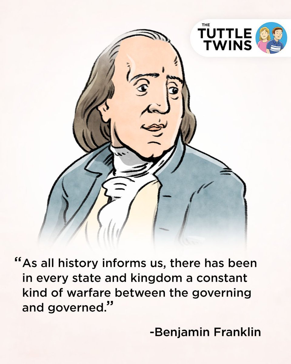 There’s always been a struggle between rulers and the ruled.
Benjamin Franklin knew it—and warned us to stay vigilant.

Teach your kids to question power and defend freedom.
buff.ly/fir8Pkc

#TuttleTwins #FoundersWisdom #LibertyOrTyranny #TeachTheTruth