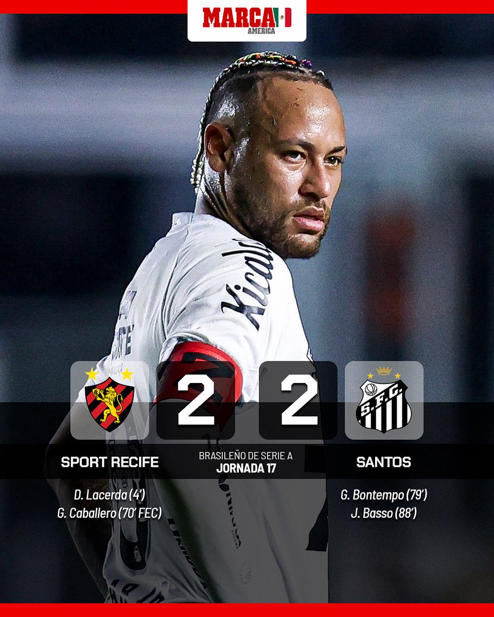 MarcaMexico_'s tweet image. 🚨 Santos y Neymar Jr. rescatan un empate de su visita a la casa del Sport Recife ⚽️

#neymarjr #santos #brasileirao #brasil #inter #deportes #futbol #marcaamerica #marcamexico