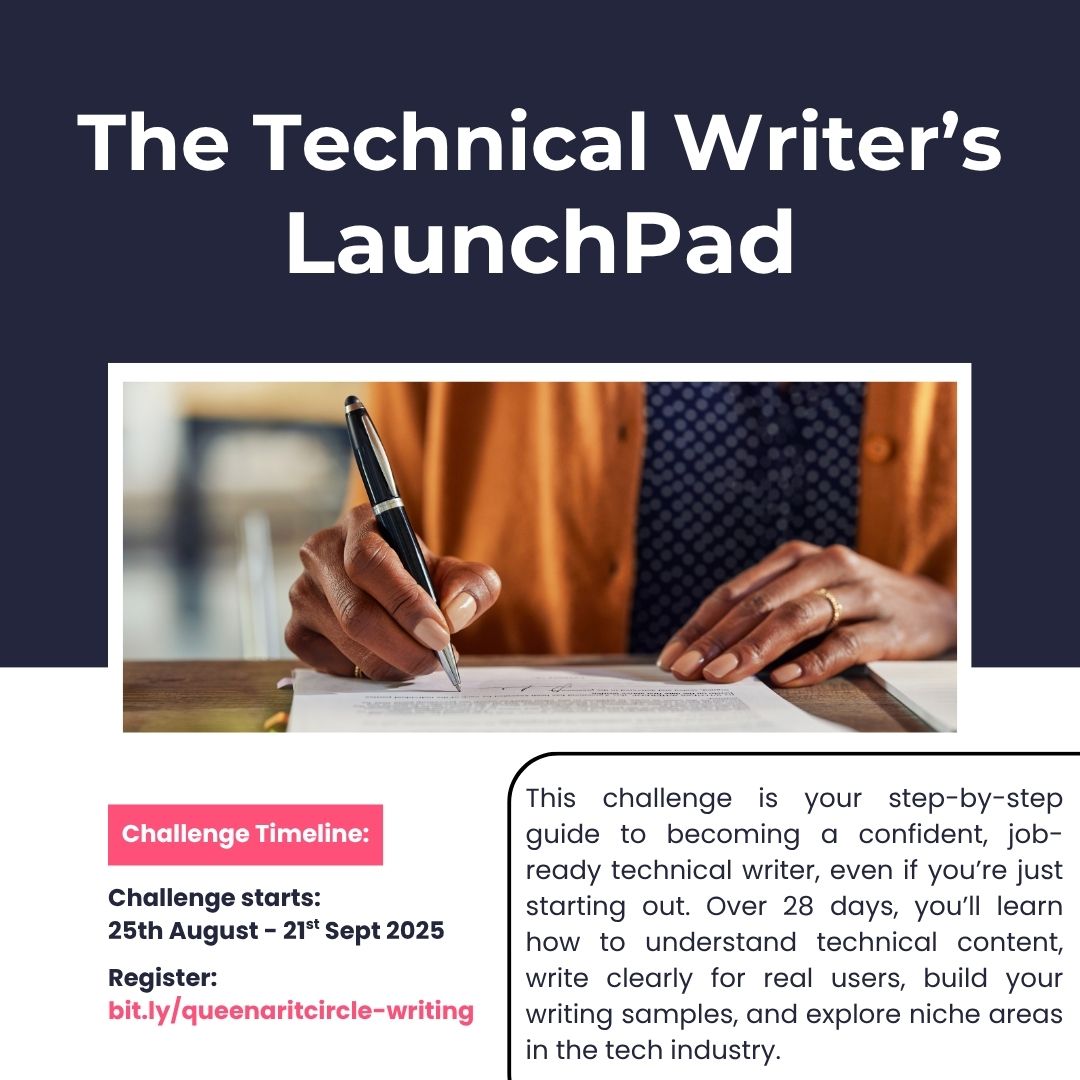 TheQueenArit's tweet image. 📣 The @queenaritcircle announces THREE new 28-day challenges for early-career techies, starting Aug 25th!
✍🏾Technical Writing: bit.ly/queenaritcircl…
🫱🏽🫲🏾Tech Marketing: bit.ly/queenaritcircl…
🛡️CyberSecurity: bit.ly/queenaritcircl…
‼️ REGISTER NOW before the start date!
