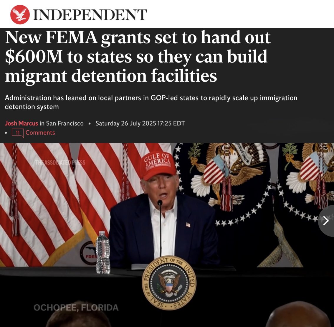 Wait! FEMA has money to build concentration camps but doesn’t have money to help communities rebuild from floods, hurricanes, and wildfires?