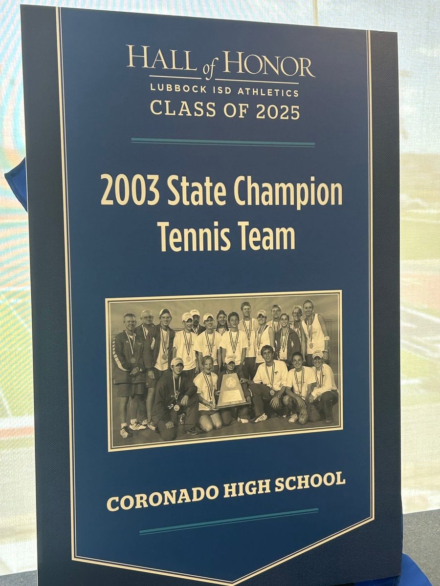 pchristy11's tweet image. 2025 Lubbock ISD Athletics Hall of Honor Inductees

2003 State Championship Coronado Tennis Team

Members of this 29-1 team are reuniting for this honor and for their coach Jim Carter!