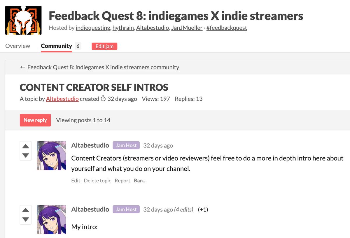 IndieQuesting's tweet image. Come and meet some of the #streamers covering Feedback Quest 8 on the community forum
 🔥#feedbackquest #indiedev #gamedev #indiegames 
itch.io/jam/feedback-q…