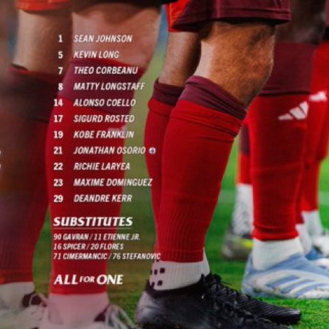 🚨 Toronto FC starting XI! 👀 

Captain Jonathan Osorio has the armband from the start in Charlotte. Deandre Kerr leads the line. 

wakingthered.com/2025/07/25/206…

#TFCLive | #ForTheCrown | #CLTvTOR