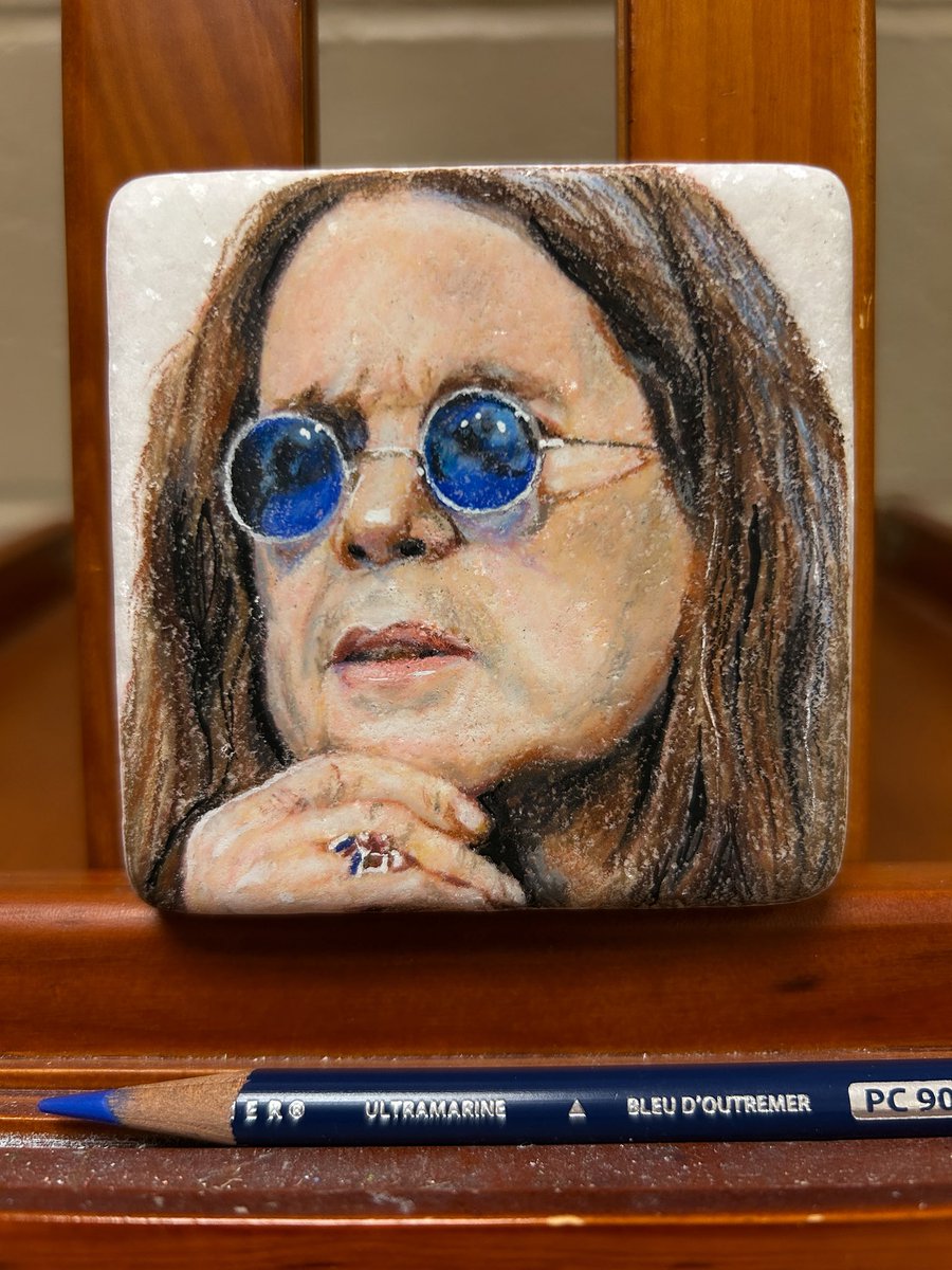 CindySinor's tweet image. My tribute to Ozzy. Colored pencil on Santorini stone.
The volume may be turned down now, but the echo of his legacy is thunderous. Ozzy Osbourne didn't just perform rock music. He was rock music—loud, wild, thrilling, and stubbornly alive until the very end. 🎶