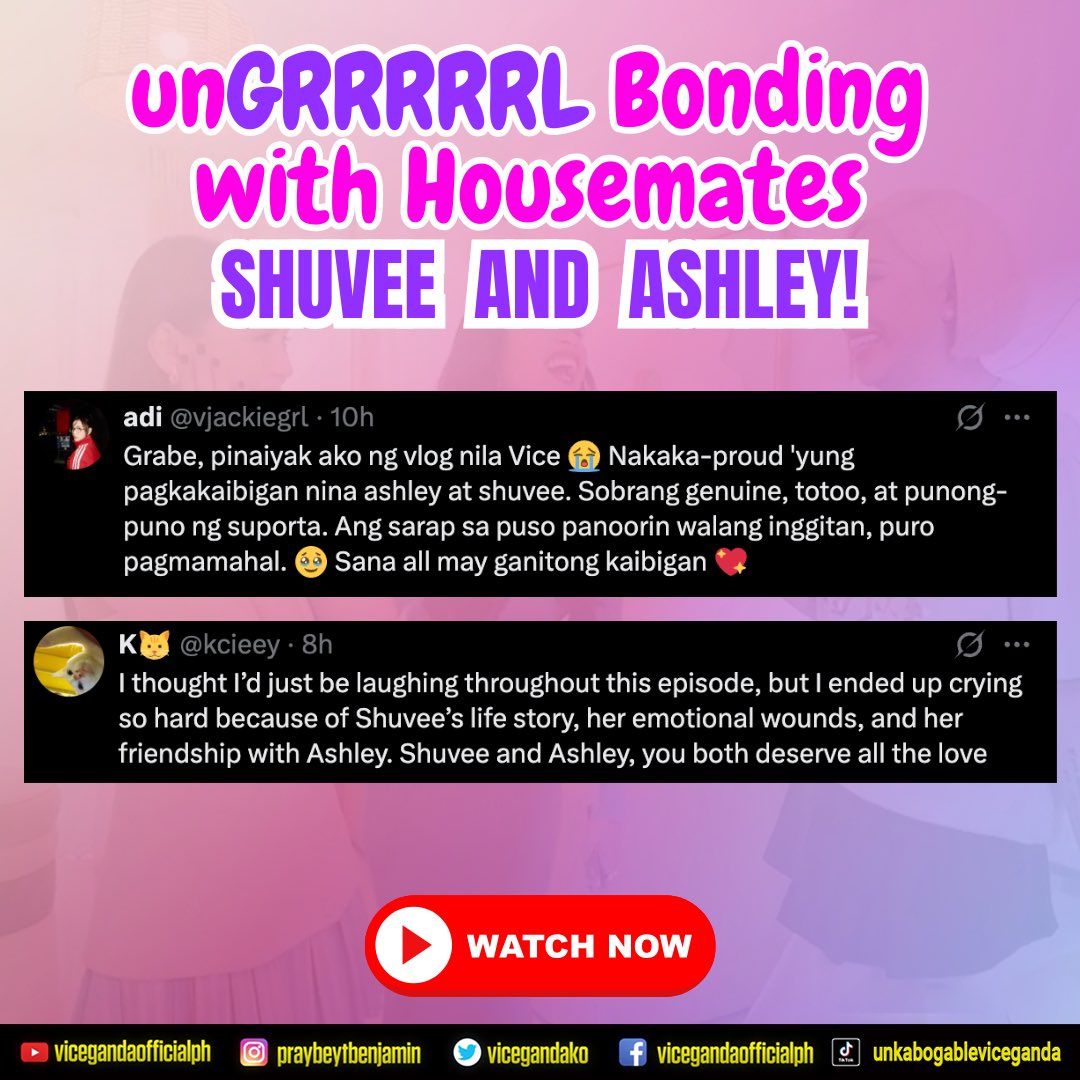 teamvicePH's tweet image. “Akala ko puro tawa lang, bakit nagpapaiyak?”

Marami na agad ang napaiyak at napatawa ng vlog na twoah! Watch niyo na ang soafer beautiful friendship nina Shuvee at Ashley! 💖

Vlog link: youtu.be/sX5YYmgOsjE?si…