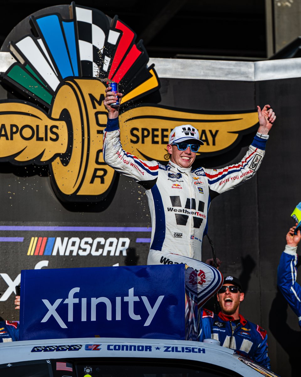 NASCAR_Xfinity's tweet image. Don't think @ConnorZilisch will ever get tired of making trips to Victory Lane.