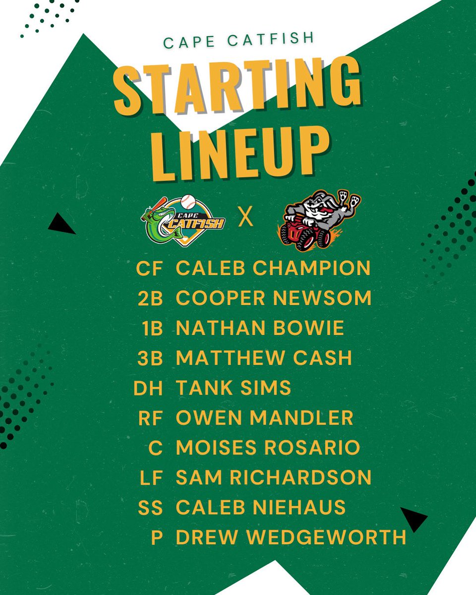 Cape Catfish (@capecatfish) on Twitter photo Tonight’s lineup against Thrillville is looking pretty good!
<a href="/GoThrillbillies/">Thrillville Thrillbillies</a> y’all ain’t ready!
#CapeCatfish #Reelitin Tonight’s lineup against Thrillville is looking pretty good!
<a href="/GoThrillbillies/">Thrillville Thrillbillies</a> y’all ain’t ready!
#CapeCatfish #Reelitin