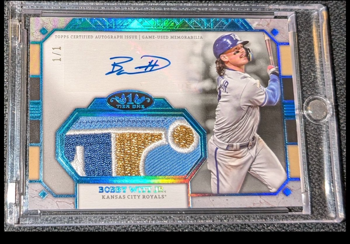 CardsBoulevard's tweet image. Topps Tier One Bobby Witt Jr. Game-Used Patch Auto 1/1…