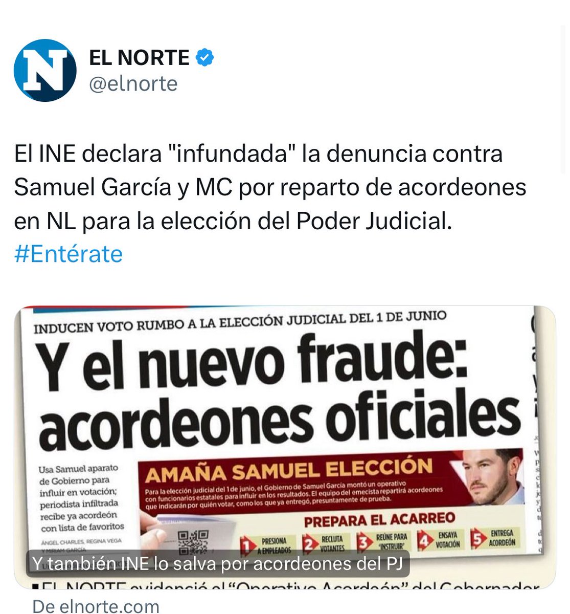 Anclaran's tweet image. El pacto del @fosfoleon_ con la 4T se traduce en impunidad para las triangulaciones y atracos de @samuel_garcias
Y mientras tanto, la oposición en #NuevoLeón brilla por su ausencia 🤐
@MemoFloresTv @revistacodigo21 @GMtzBerlanga @GuadalupeB7414 @ferrinoNoticias @SiSoyMolina…
