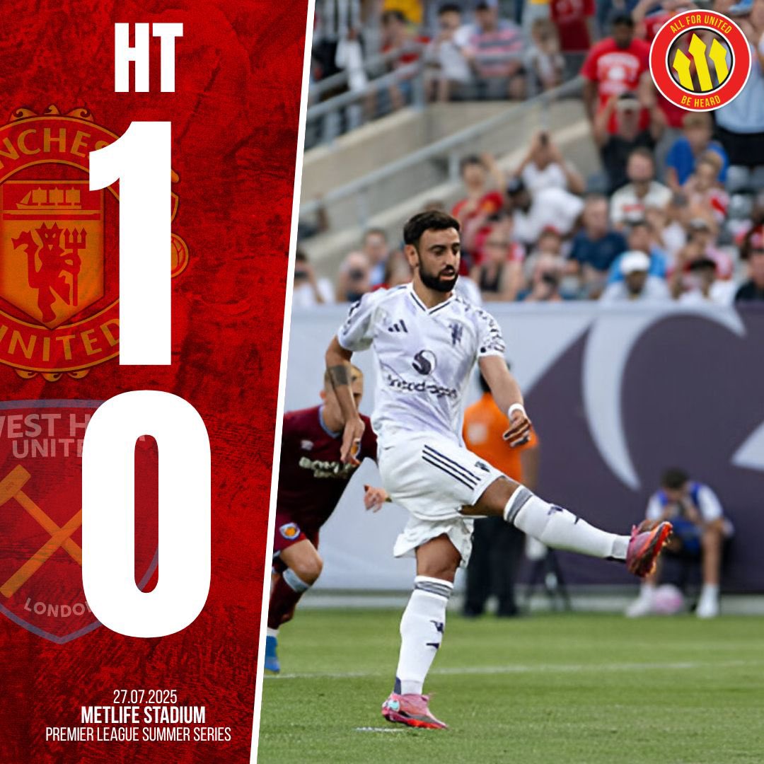 AllForUnited's tweet image. 🚨 𝗛𝗔𝗟𝗙-𝗧𝗜𝗠𝗘: 𝗠𝗮𝗻𝗰𝗵𝗲𝘀𝘁𝗲𝗿 𝗨𝗻𝗶𝘁𝗲𝗱 𝟭-𝟬 𝗪𝗲𝘀𝘁 𝗛𝗮𝗺 🔴⚒️

Solid first half performance from United with the reds leading after the first 45 courtesy of a Bruno Fernandes penalty after Hojlund came close to give us an early lead at the beginning of the…