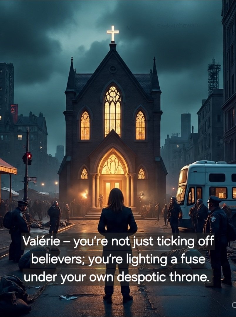 saskatchewan_in's tweet image. How in the hell is this even Canada?

On July 25, 2025, Montreal’s Mayor Valérie Plante decided to channel her inner Kim Jong-un and go full Spanish Inquisition on Sean Feucht, a Christian rocker from the States who just wanted to strum some Jesus tunes in a local church. 

Her…