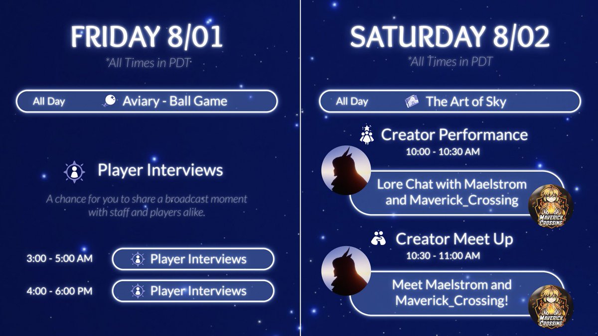 thatskygame's tweet image. Get your calendars ready, Sky kids, we have another jam packed week coming for you. Here’s what to expect July 28 - August 3 ✨

#Sky6thAnniversary