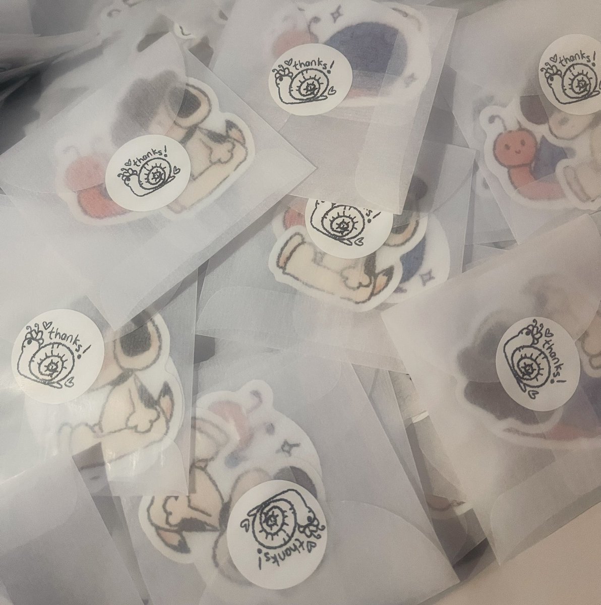 rosieroot's tweet image. snail stickers for august mail 🐌🐌🐌