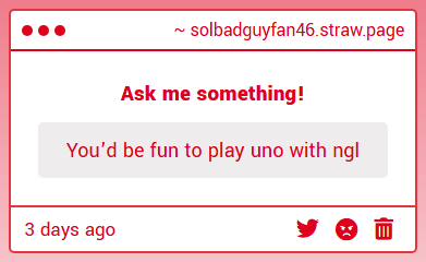 solbadguyfan46's tweet image. pretty sure we can play uno online somehow. whoever sent this hmu in DMs and i'll see if i can make that happen