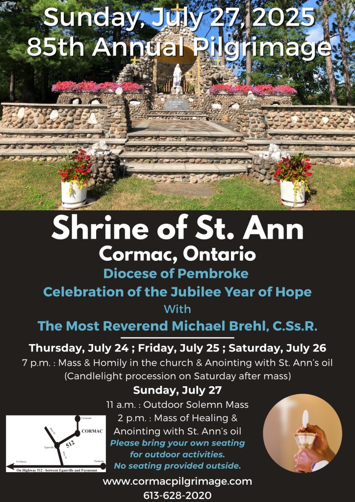 Here's the current link for the  #StAnn #Pilgrimage in #Cormac, #Ontario

cormacpilgrimage.com/news/

See you there?