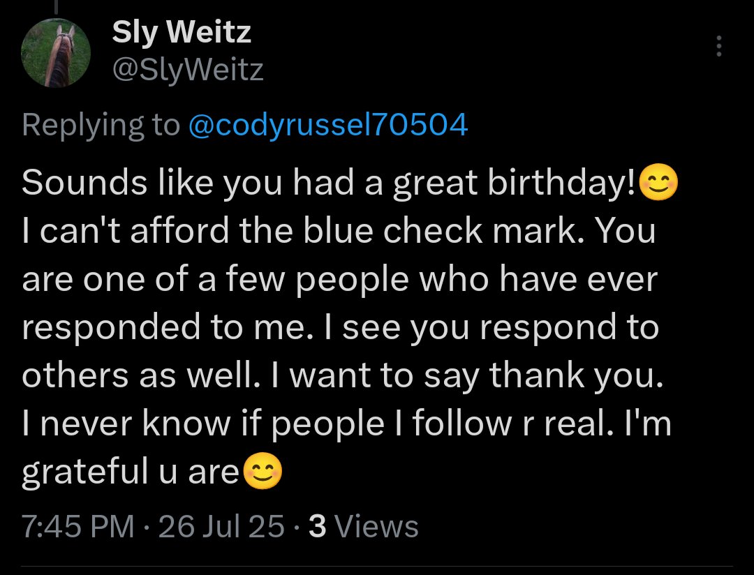 Hello friends!!
Meet my friend <a href="/SlyWeitz/">Sly Weitz</a>  she's a very small account that I've had great conversations with, she's a patriot, and has military in her family. She left that comment about how nobody talks to her but me and a couple others, This breaks my heart. I have fully