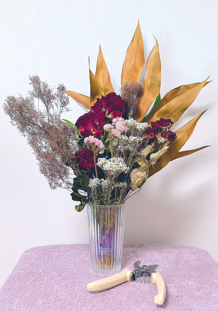 Boo_Nokki's tweet image. ドライフラワーの花束
初めて自作してみました💐